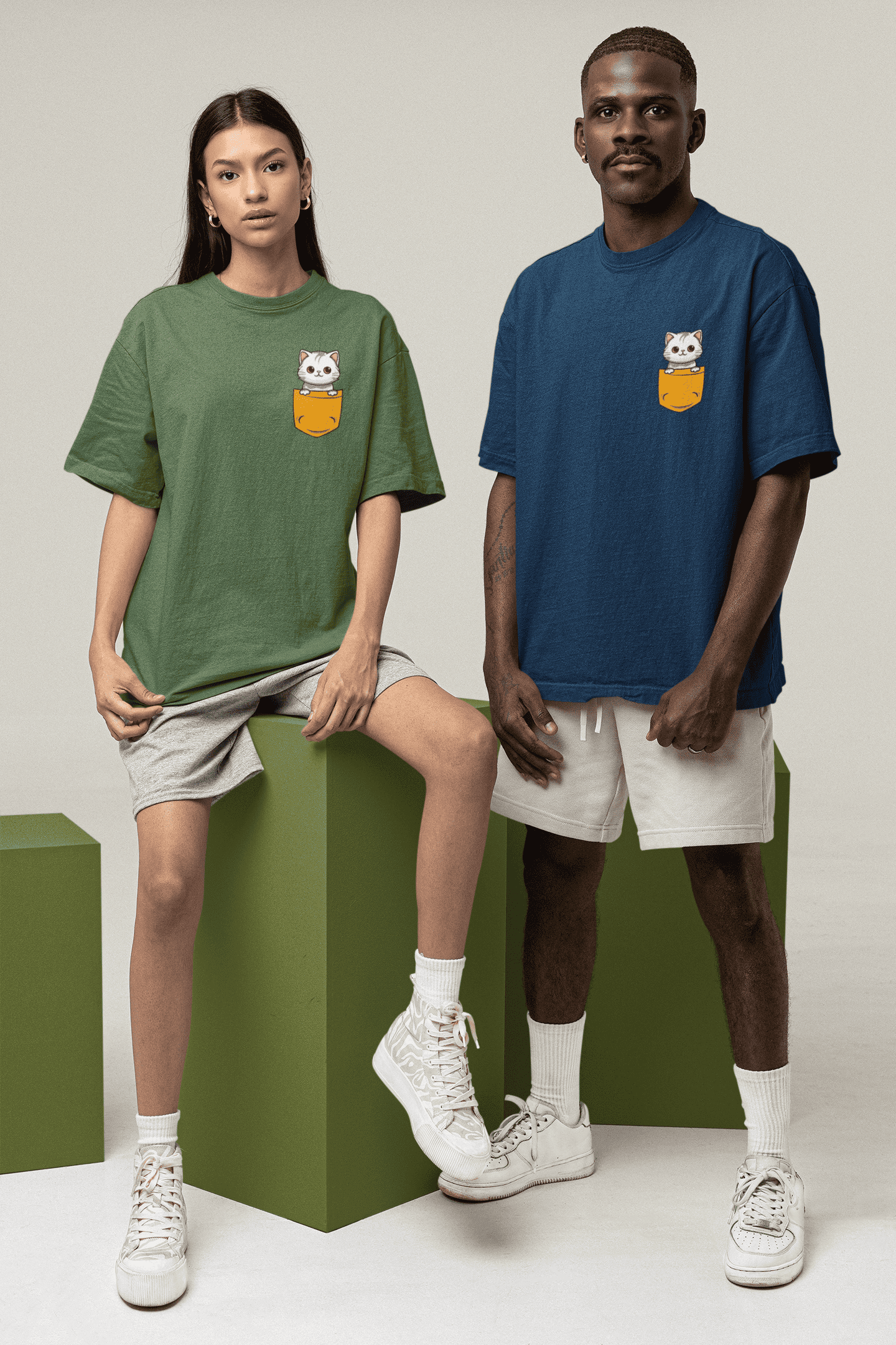 Kitten in a Pocket: Oversized Luxe Tee (personalisation available)