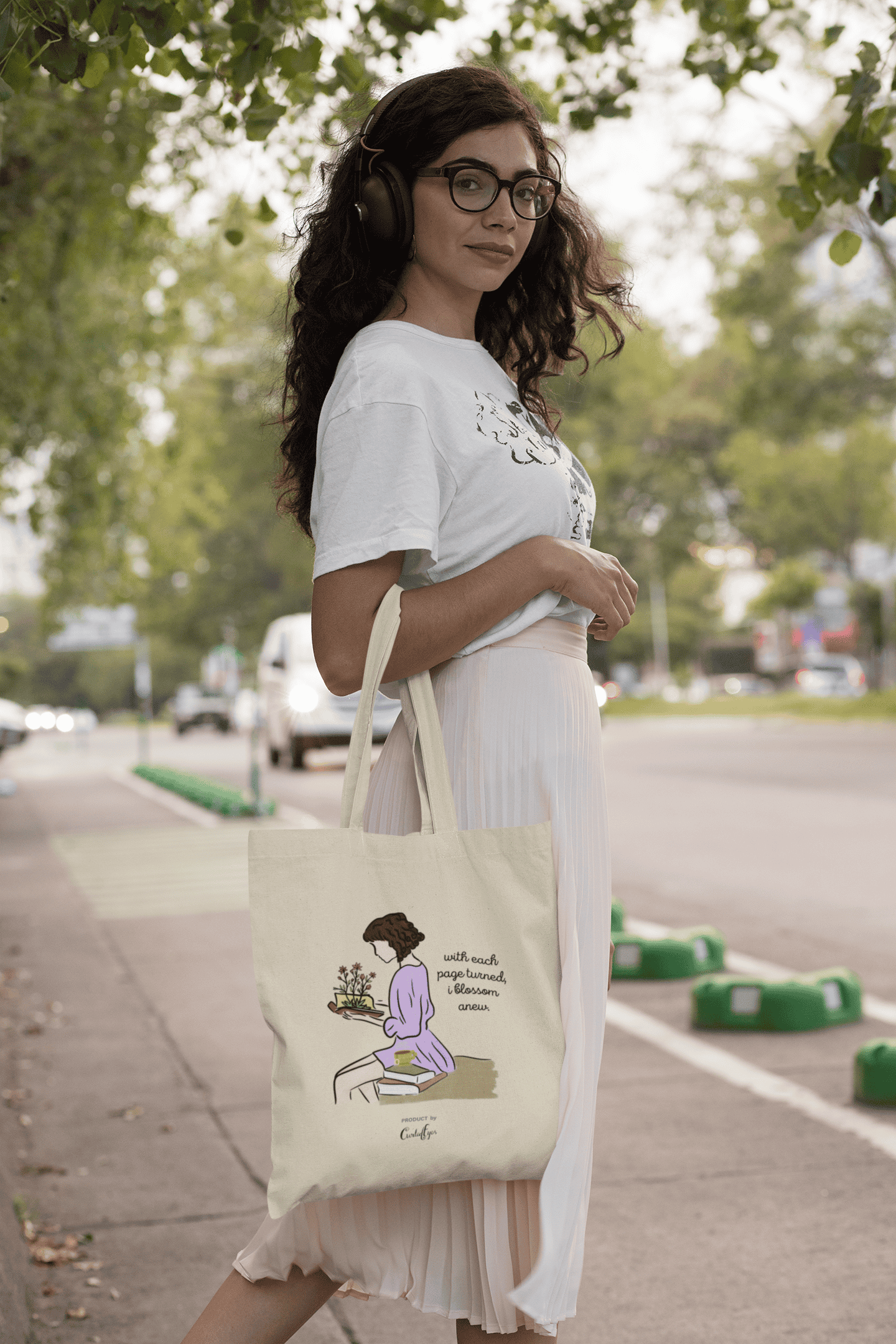 Blossoming with each page: Tote Bag