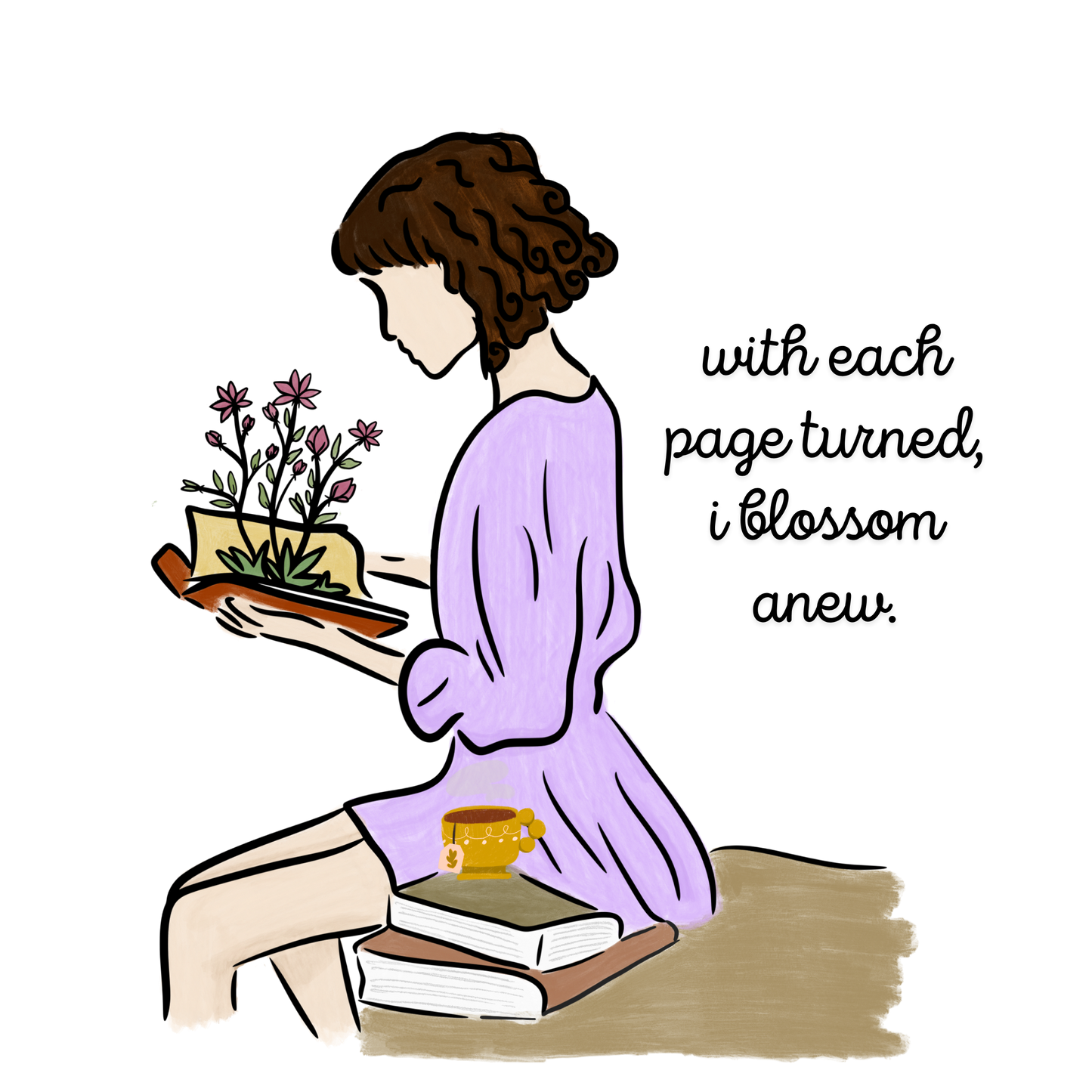 Blossoming with each page: Tote Bag