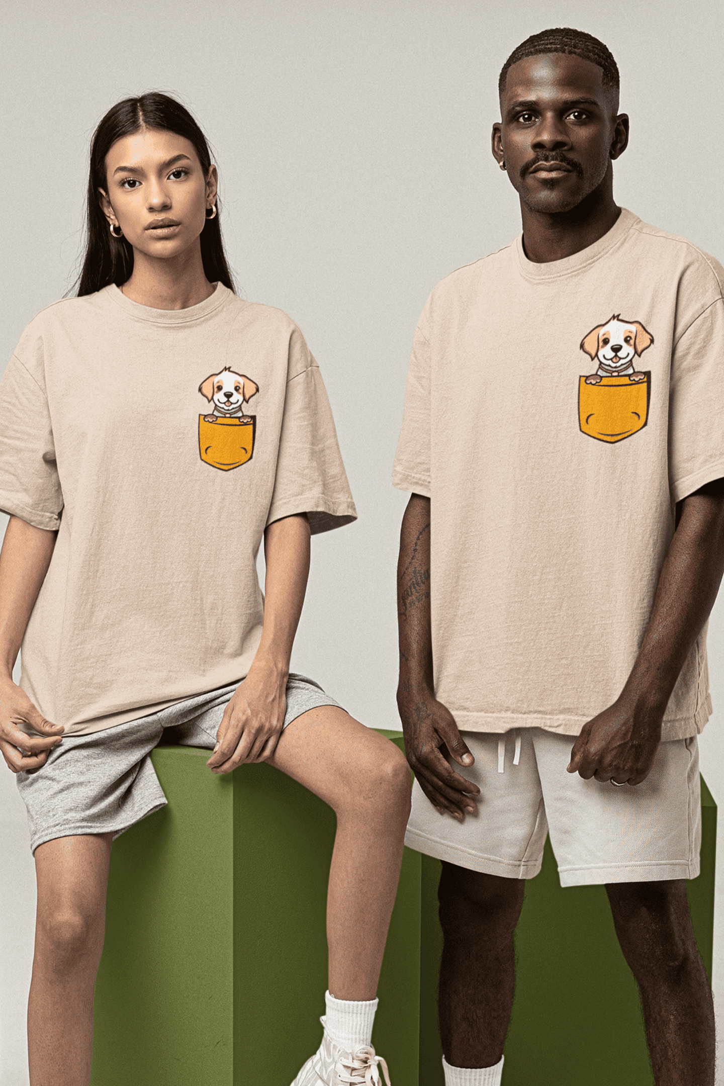Puppy in a Pocket: Oversized Luxe Tee (personalisation available)