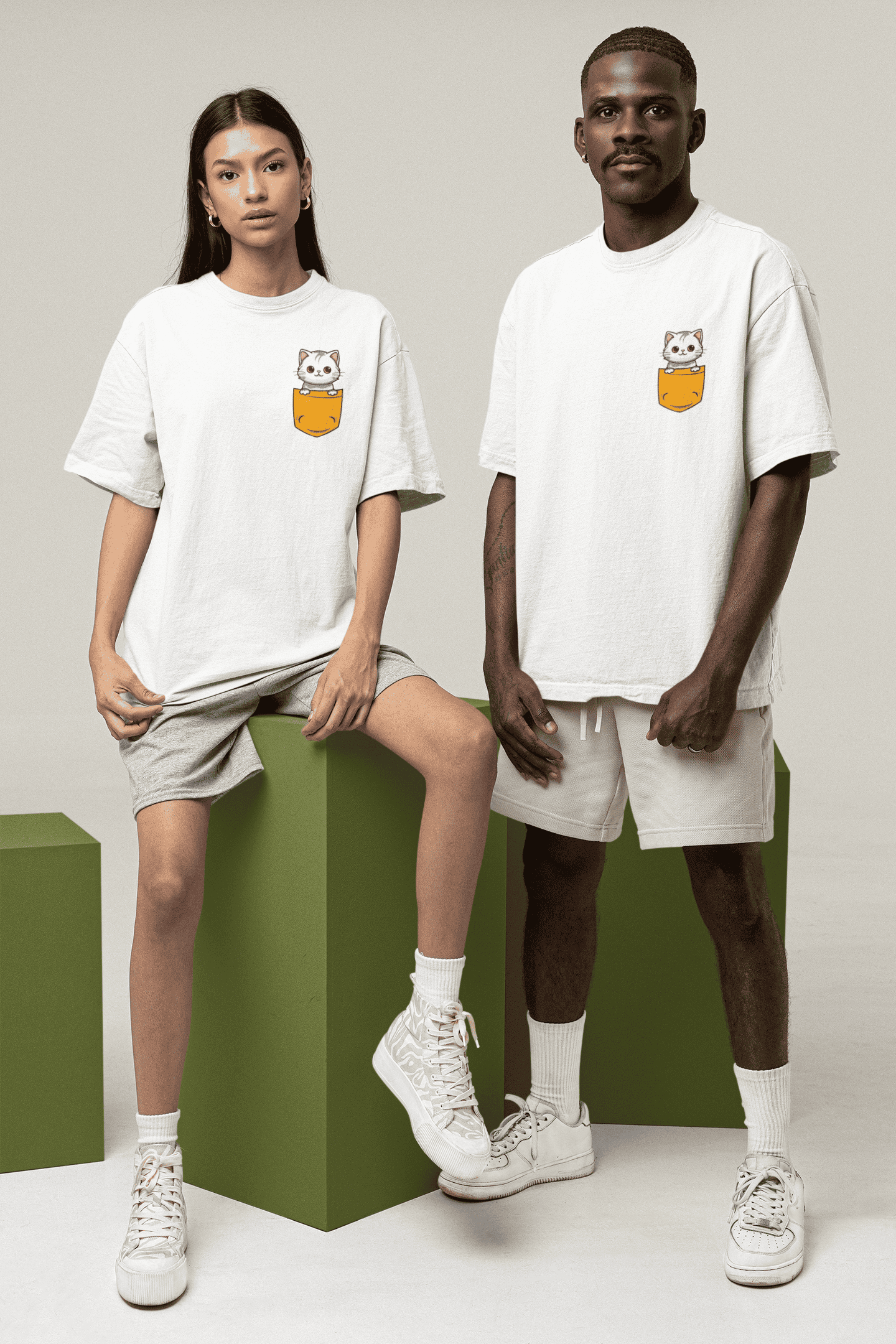 Kitten in a Pocket: Oversized Luxe Tee (personalisation available)
