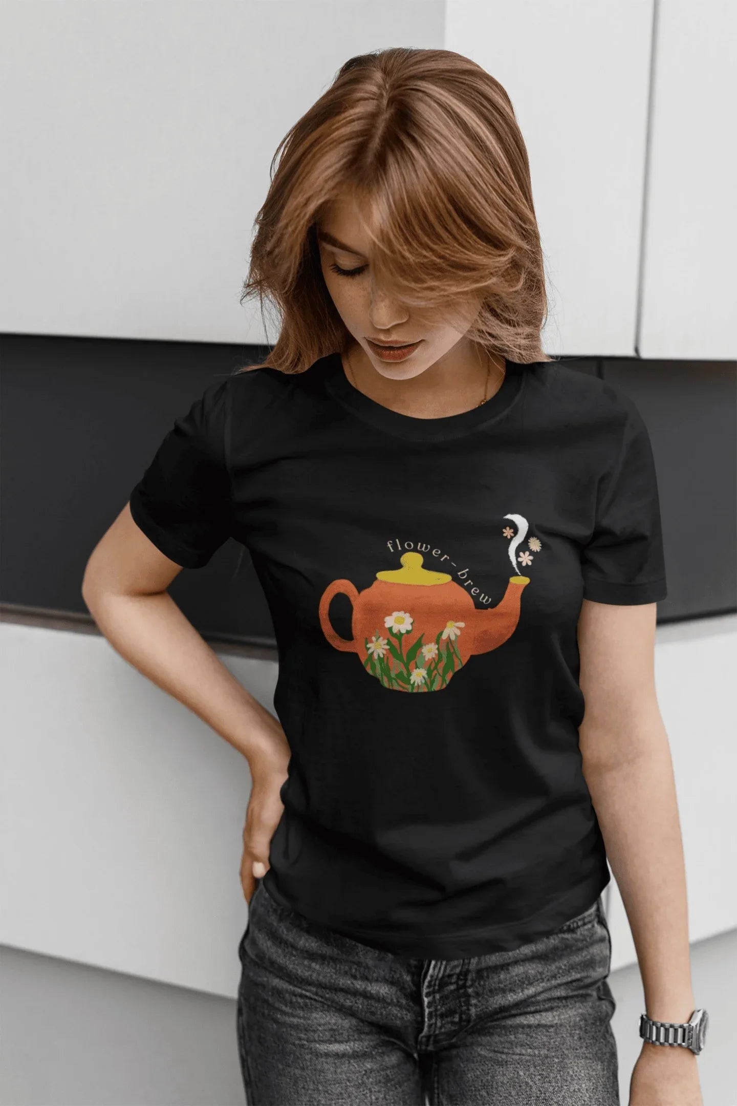 Flower Brew : Round Neck Tee (Woman fit) - curledeyes