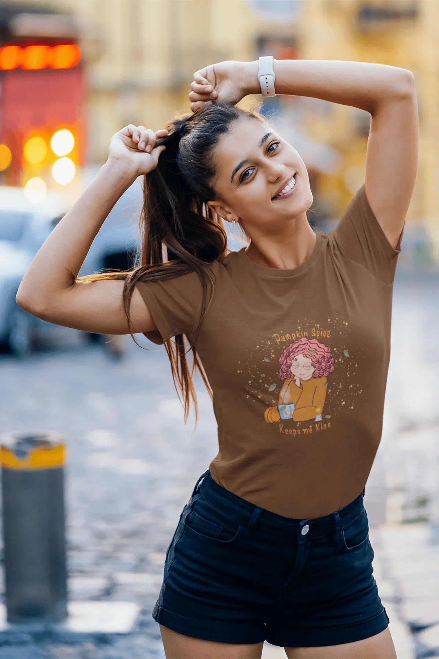 Pumpkin spice: woman fit, cotton tee - curledeyes