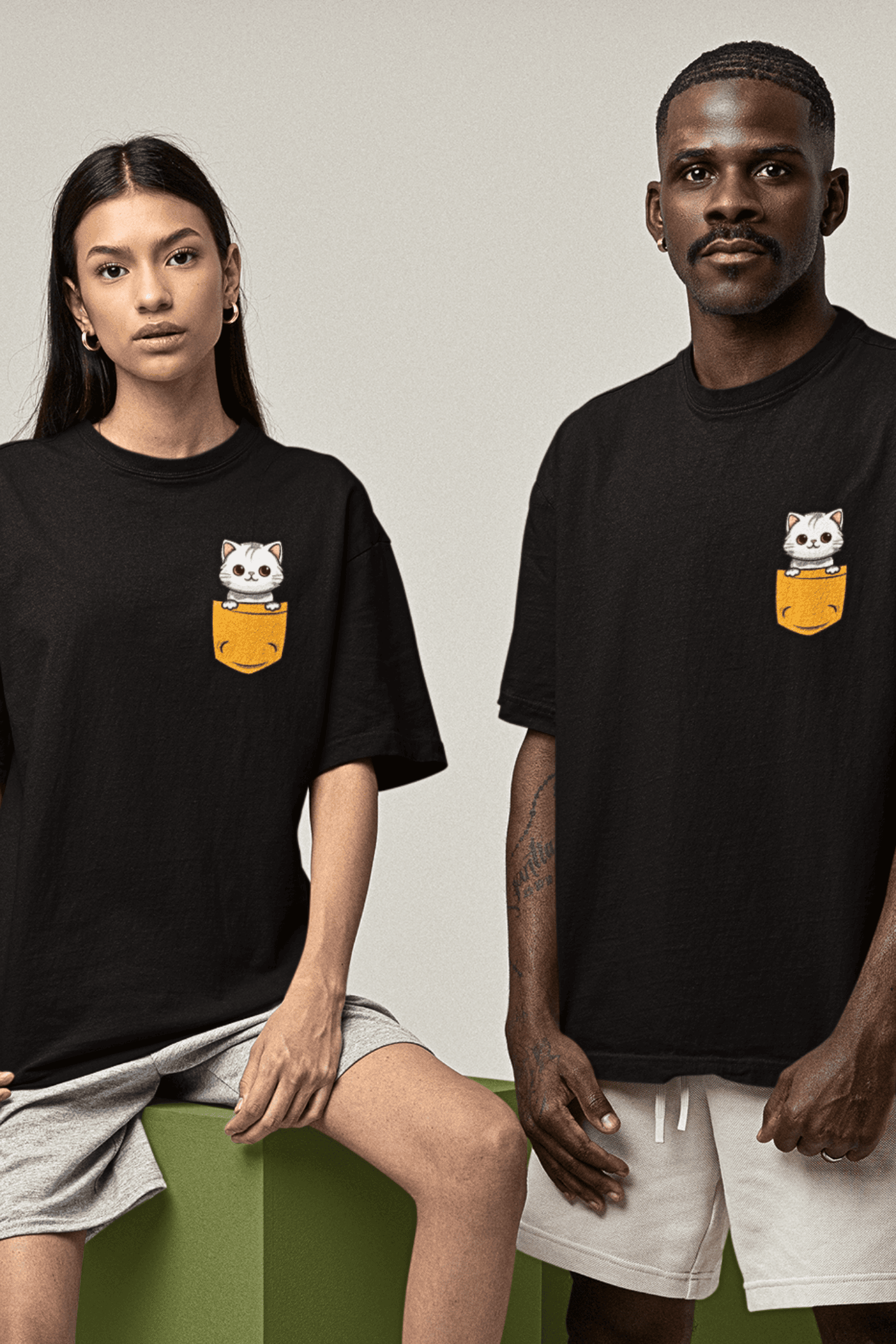 Kitten in a Pocket: Oversized Luxe Tee (personalisation available)