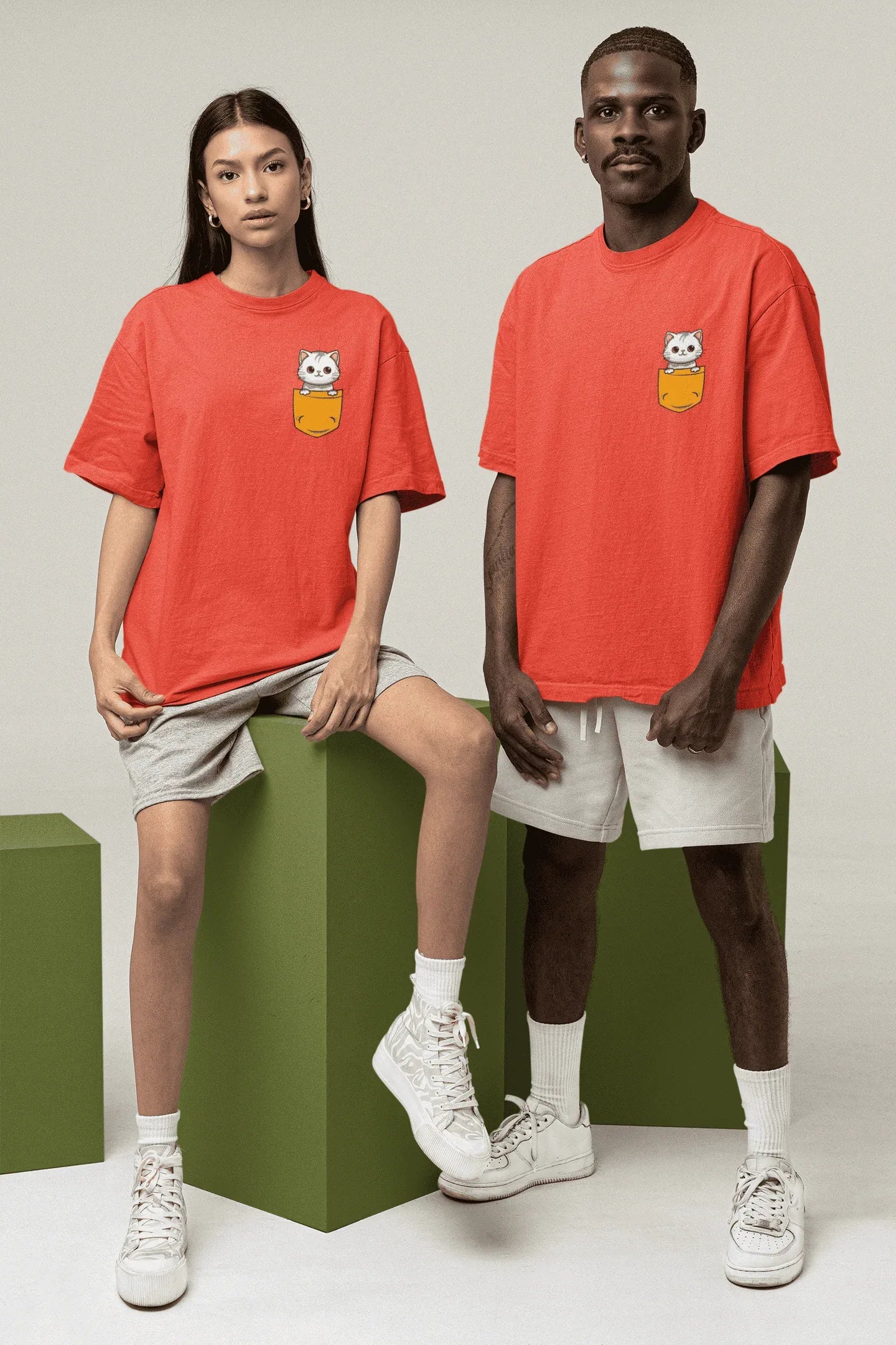 Kitten in a Pocket: Oversized Luxe Tee (personalisation available) - curledeyes