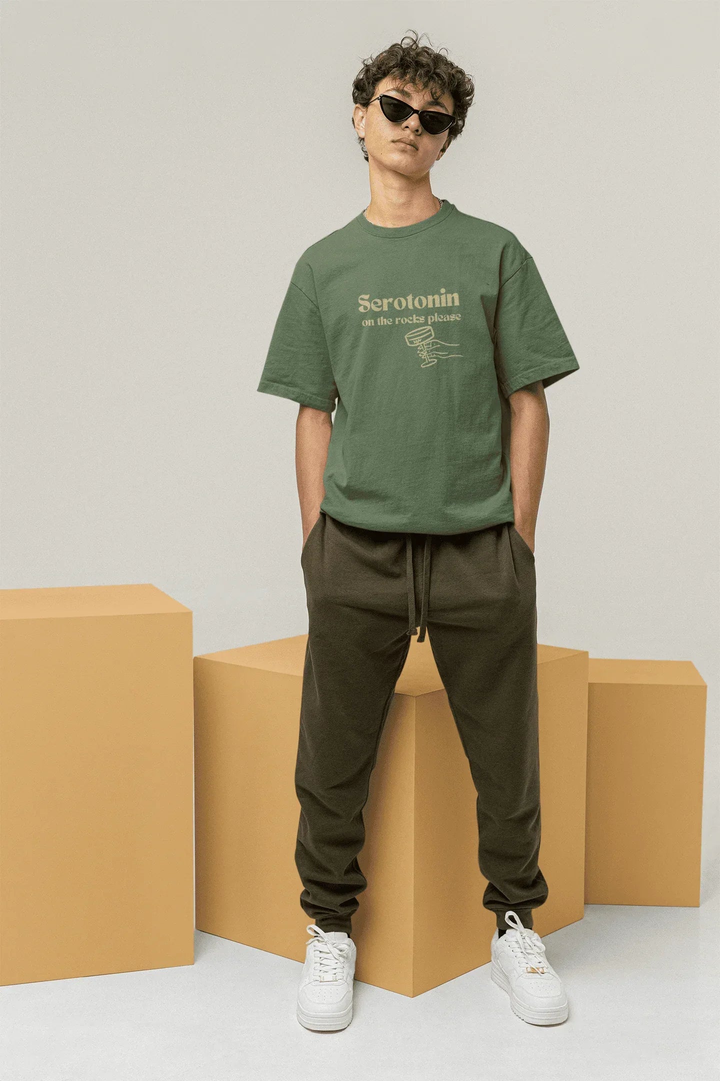 Serotonin, on the rocks please: Oversized Luxe Tee (cotton, unisex) - curledeyes