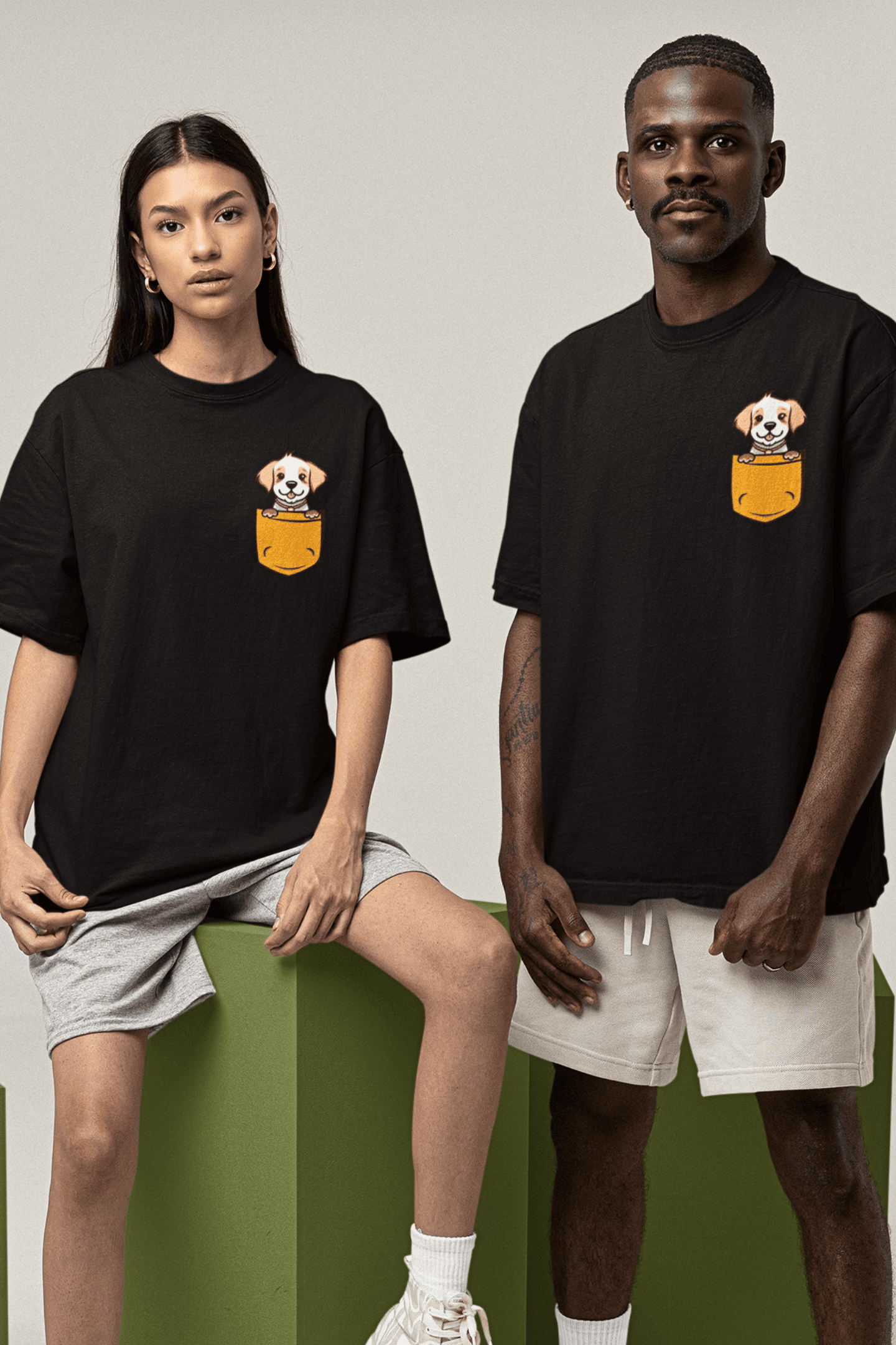 Puppy in a Pocket: Oversized Luxe Tee (personalisation available)