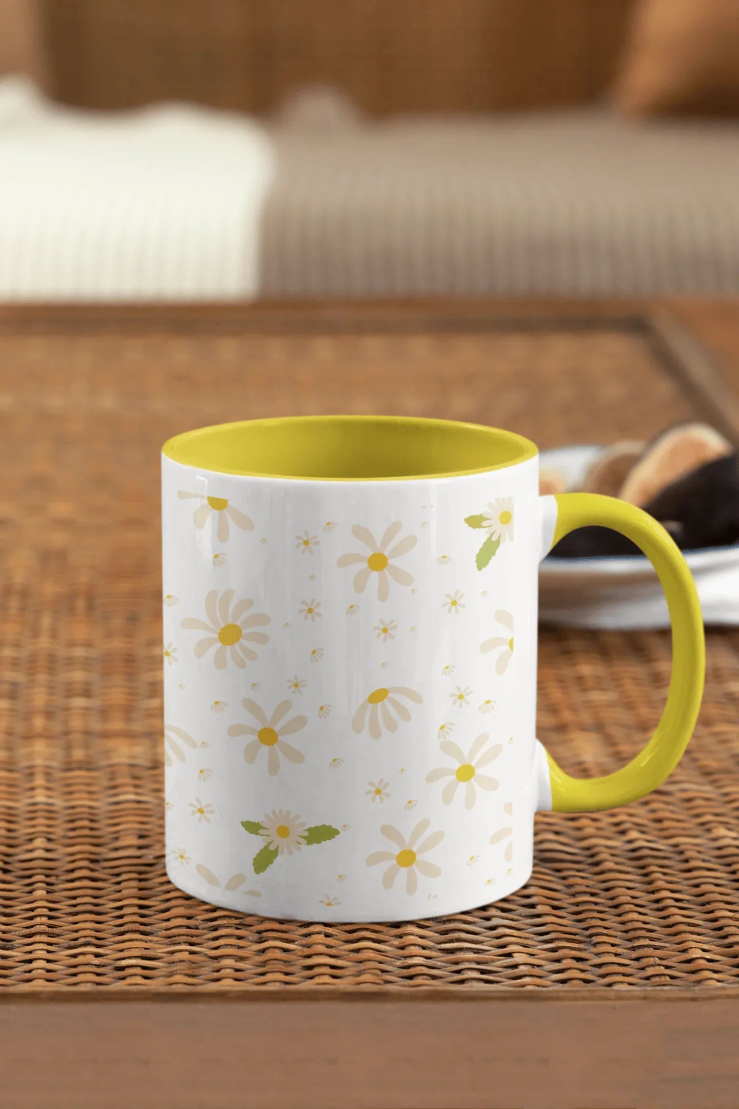 Whimsical Daisies: Ceramic Mug, 330ml - curledeyes