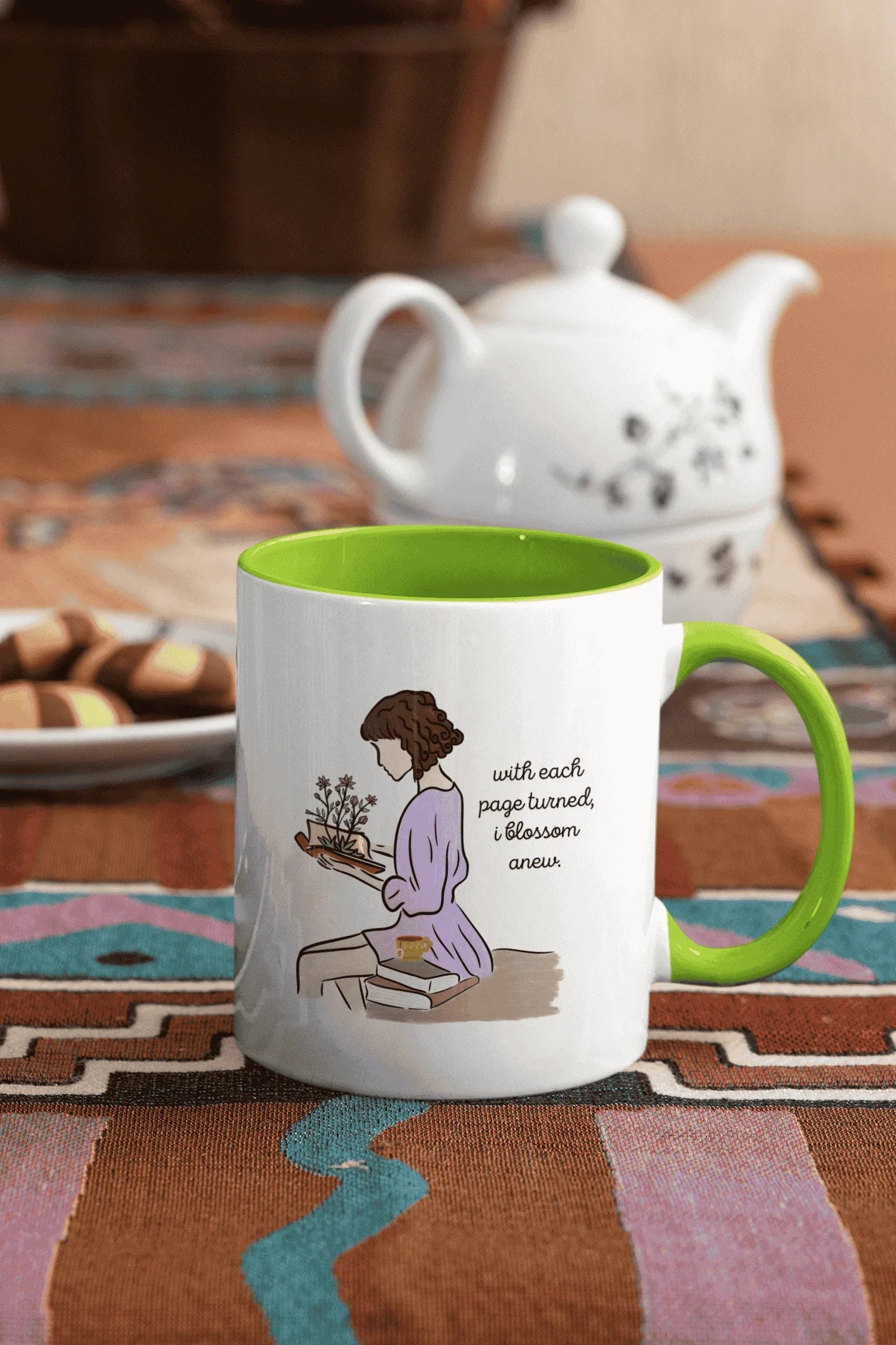Blossoming with each page I turn : Ceramic Mug (300ml) - curledeyes