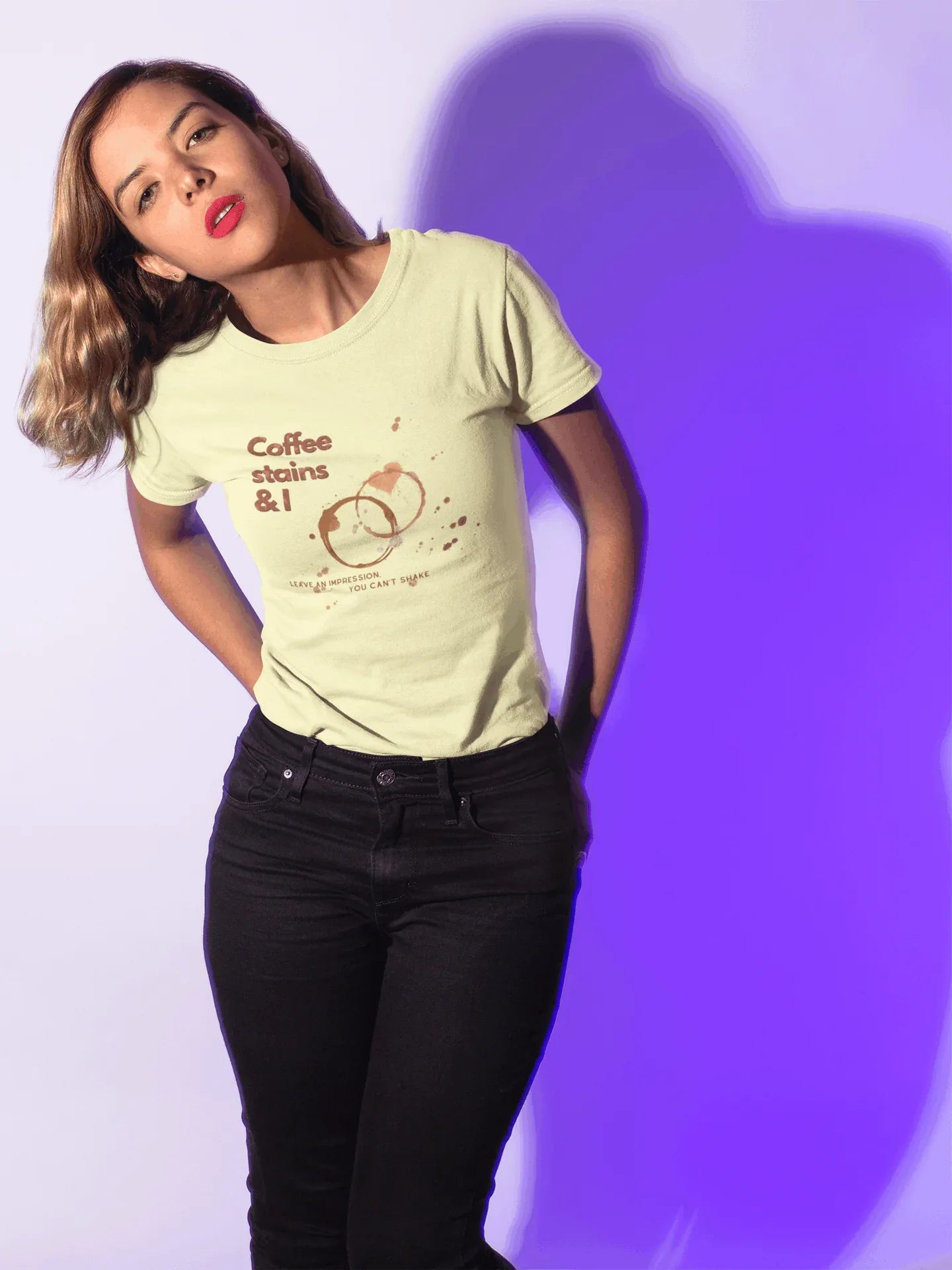 Coffee Stains: Round Neck Tee (Female Fit) - curledeyes