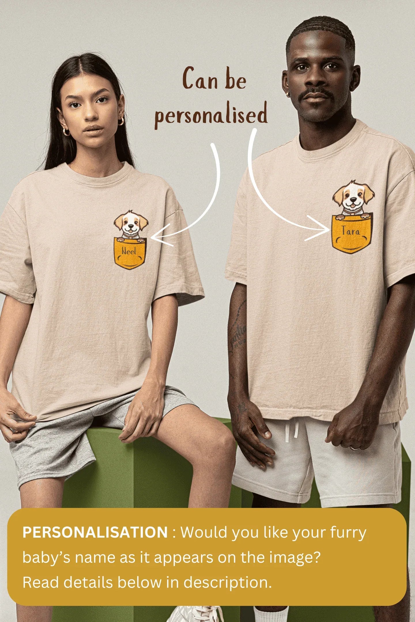 Puppy in a Pocket: Oversized Luxe Tee (personalisation available) - curledeyes
