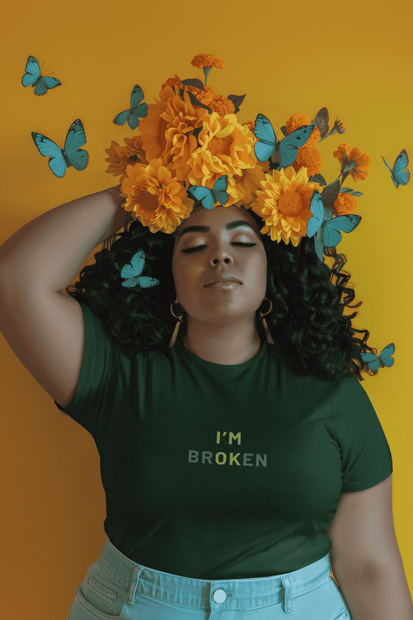 I’m Broken Tee: Round Neck Tee (Woman fit)