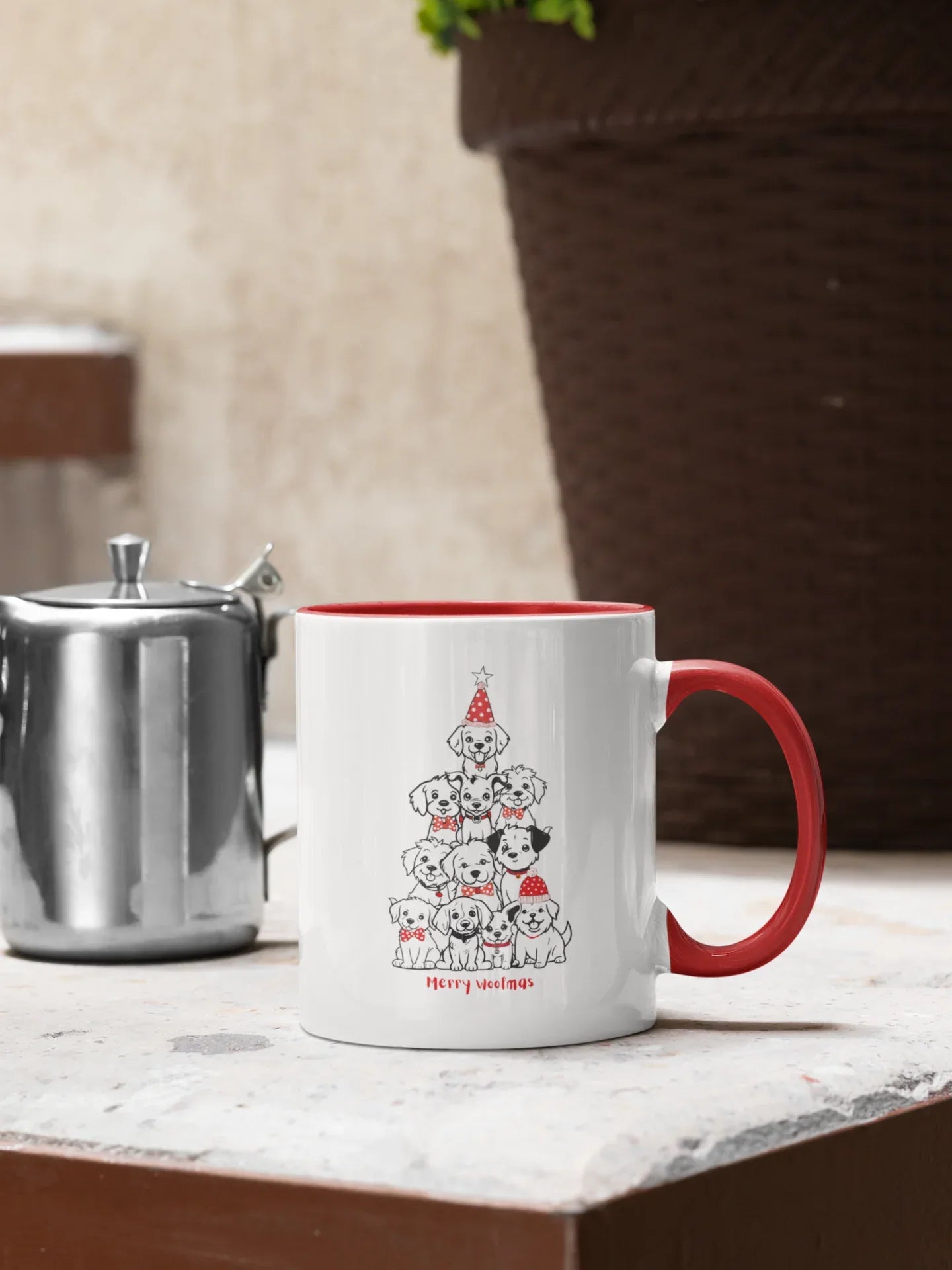 Merry Woofmas Dog Christmas Mug (Ceramic, 330ml) - curledeyes