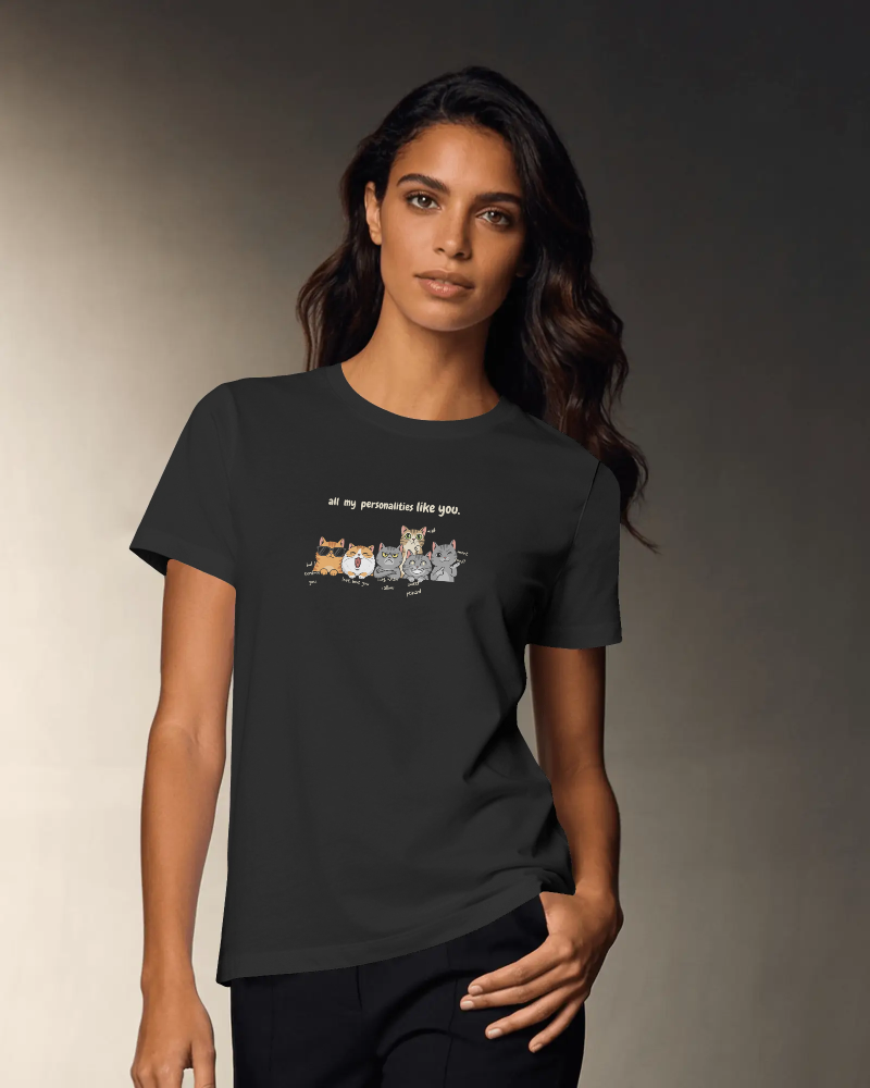 All My Personalities Cat Tee (Unisex-Straight fit, cotton)