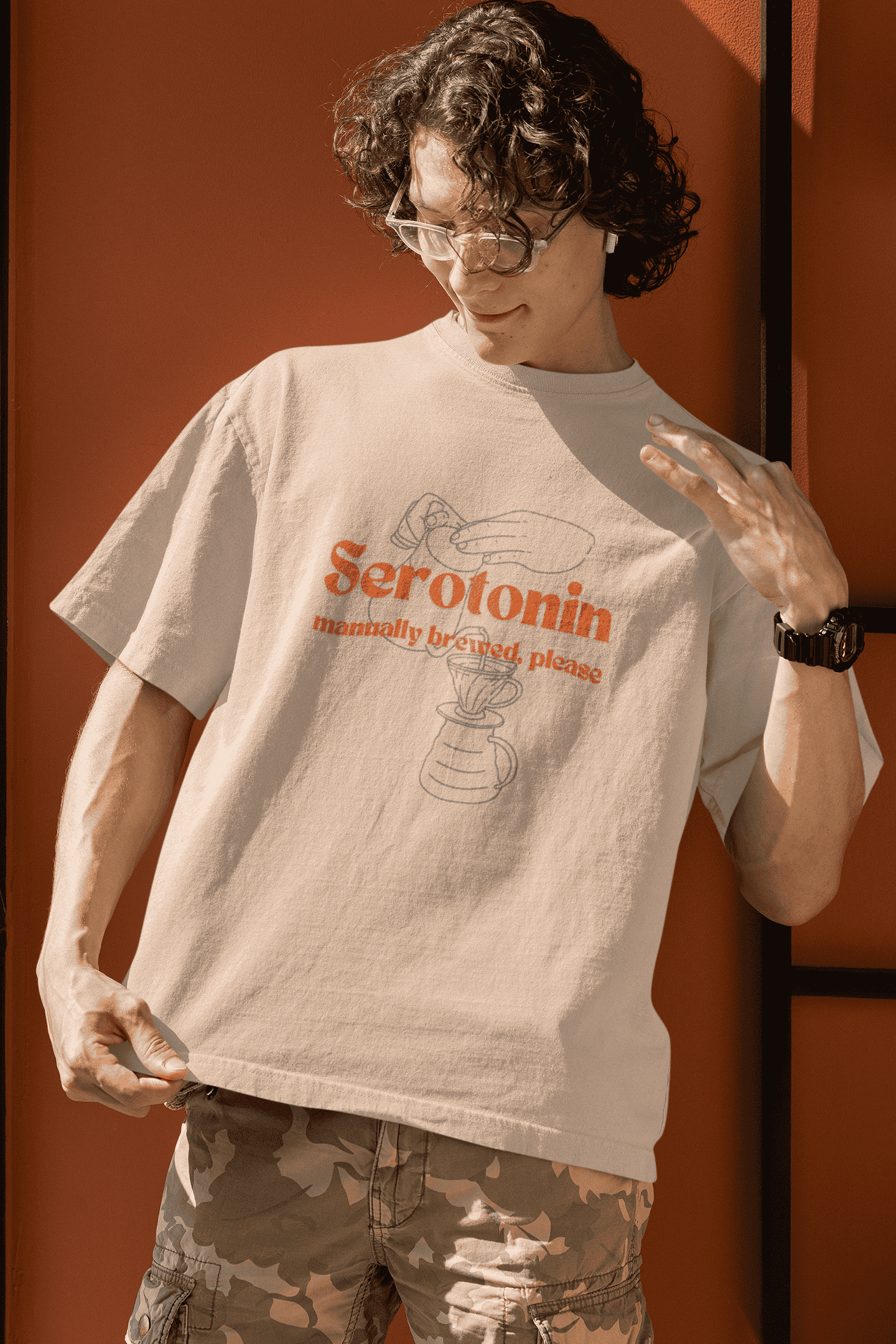 Serotonin - Manually Brewed, Please: Oversized Luxe Tee
