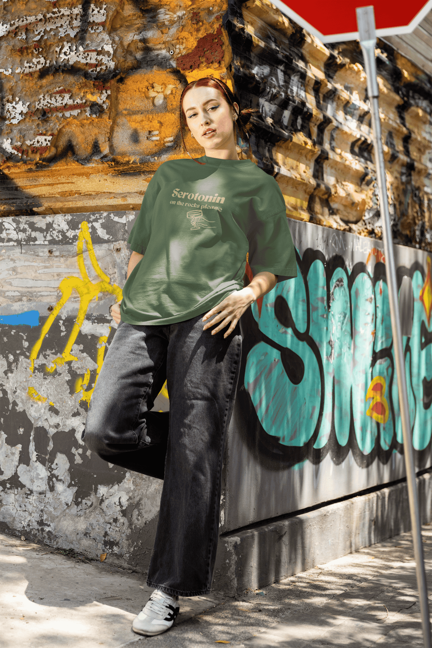 Serotonin, on the rocks please: Oversized Luxe Tee (cotton, unisex)