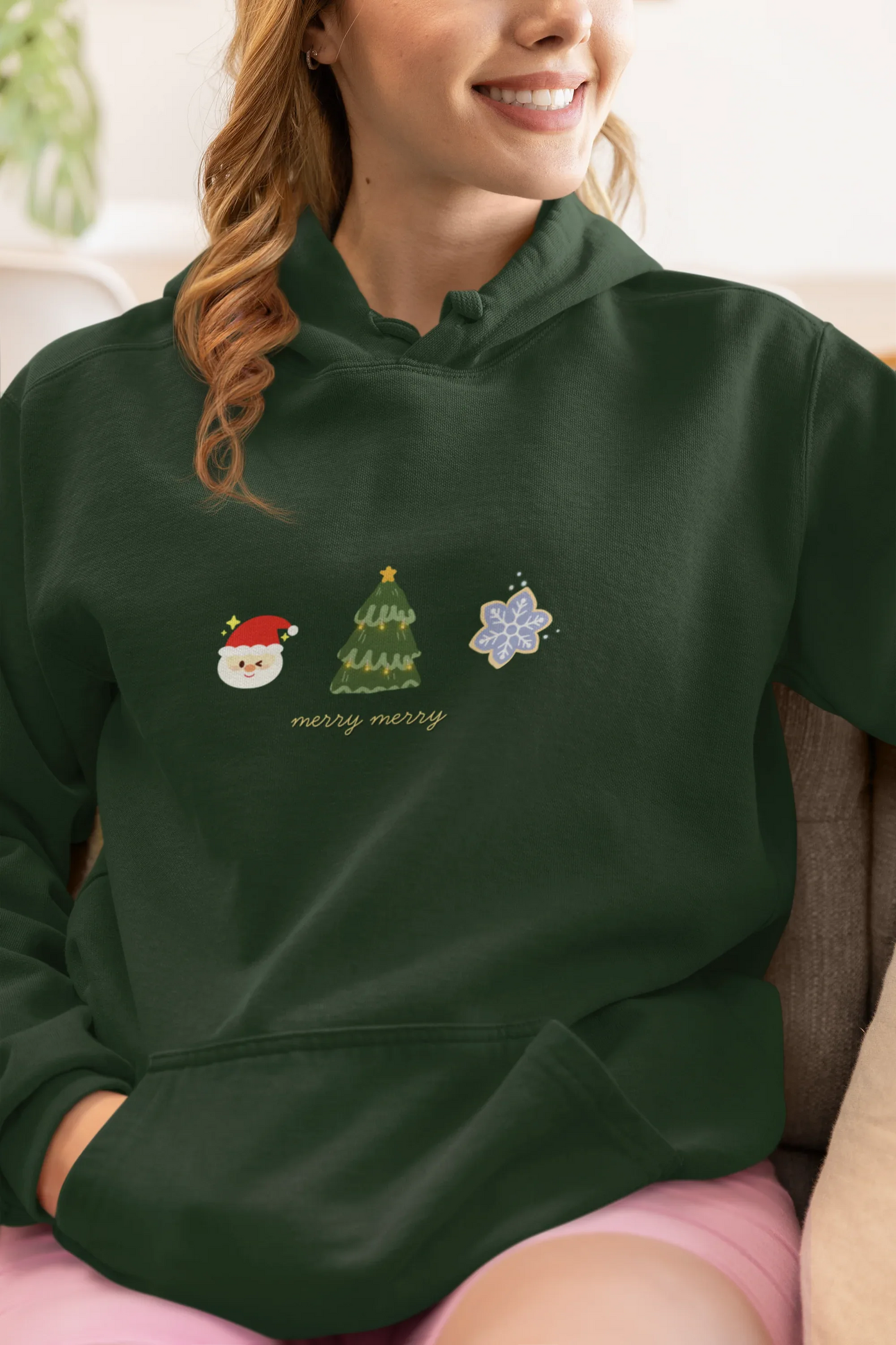 Merry Merry Christmas Hoodie (Unisex, Cotton) - curledeyes