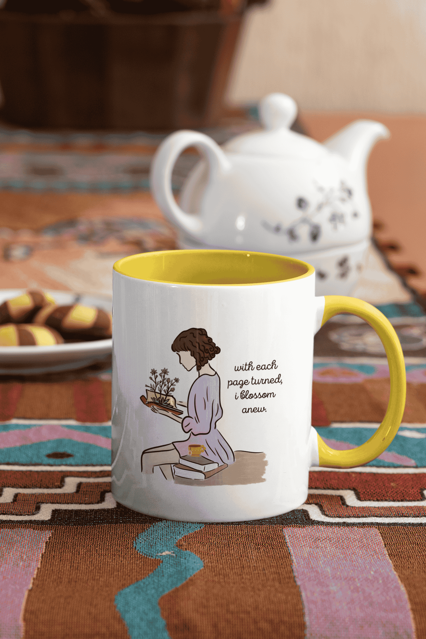Blossoming with each page I turn : Ceramic Mug (300ml)