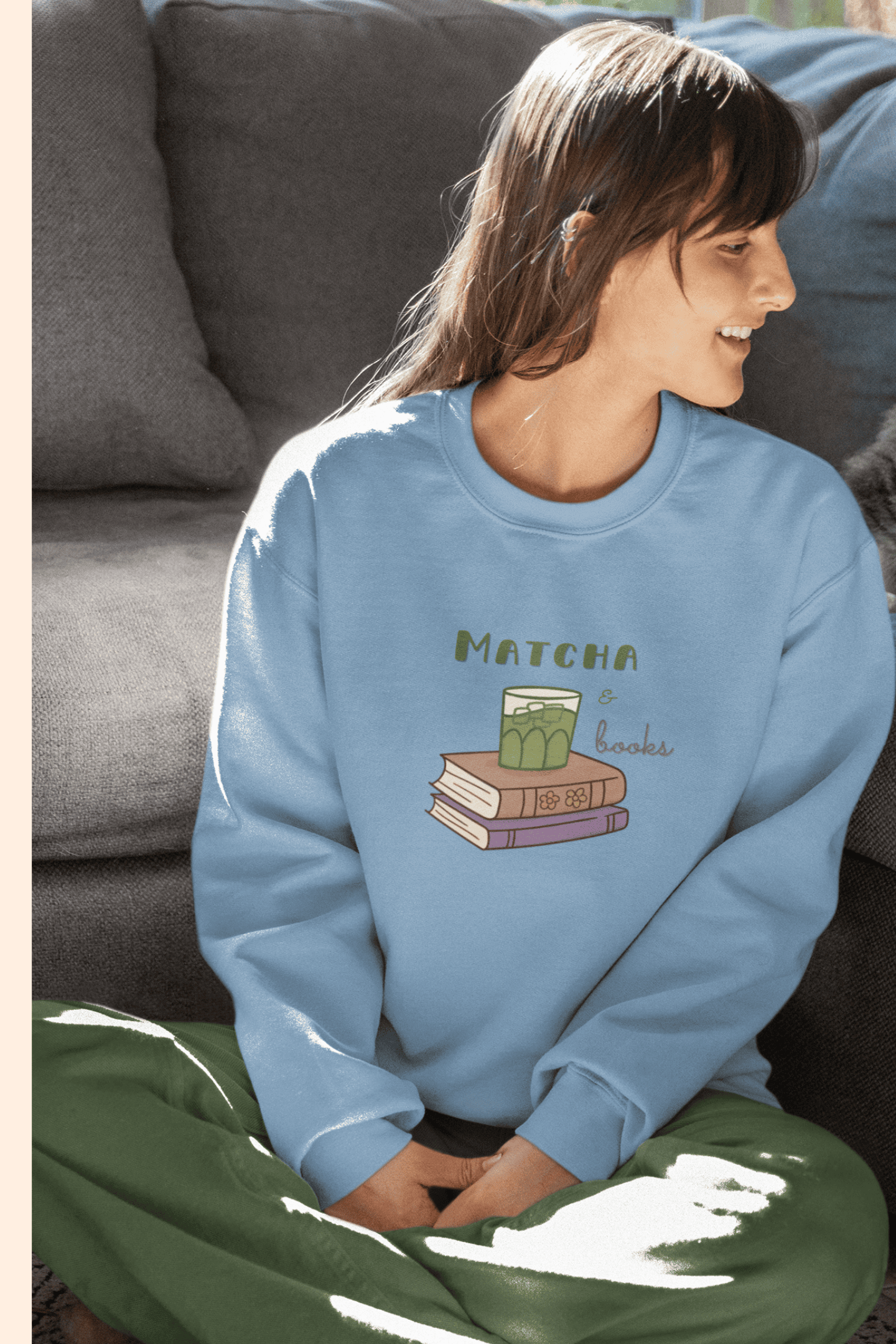 Matcha & Books: Sweatshirt (cotton, unisex)