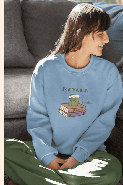 Matcha & Books: Sweatshirt (cotton, unisex)