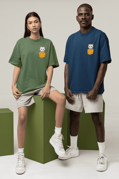 Kitten in a Pocket: Oversized Luxe Tee (personalisation available)