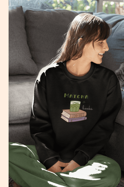 Matcha & Books: Sweatshirt (cotton, unisex)