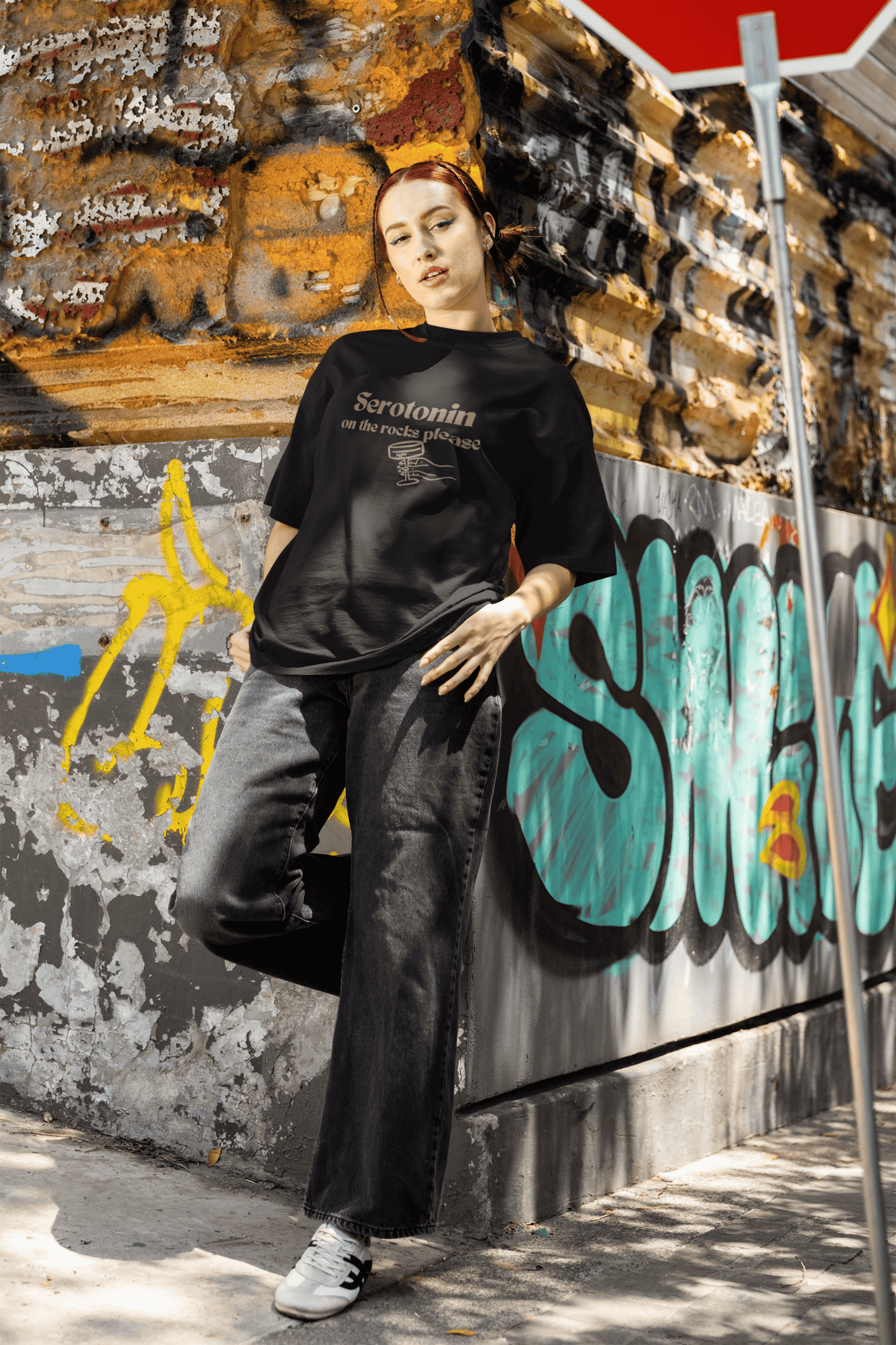 Serotonin, on the rocks please: Oversized Luxe Tee (cotton, unisex)
