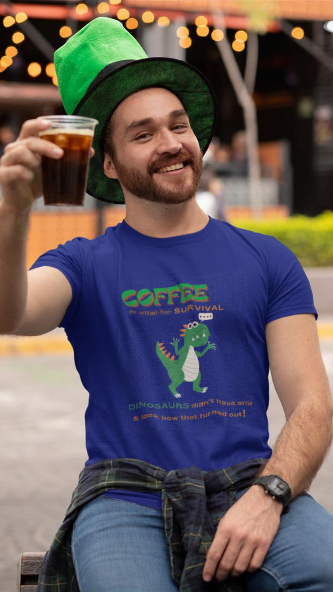Dino Coffee Tee (Unisex, Cotton)