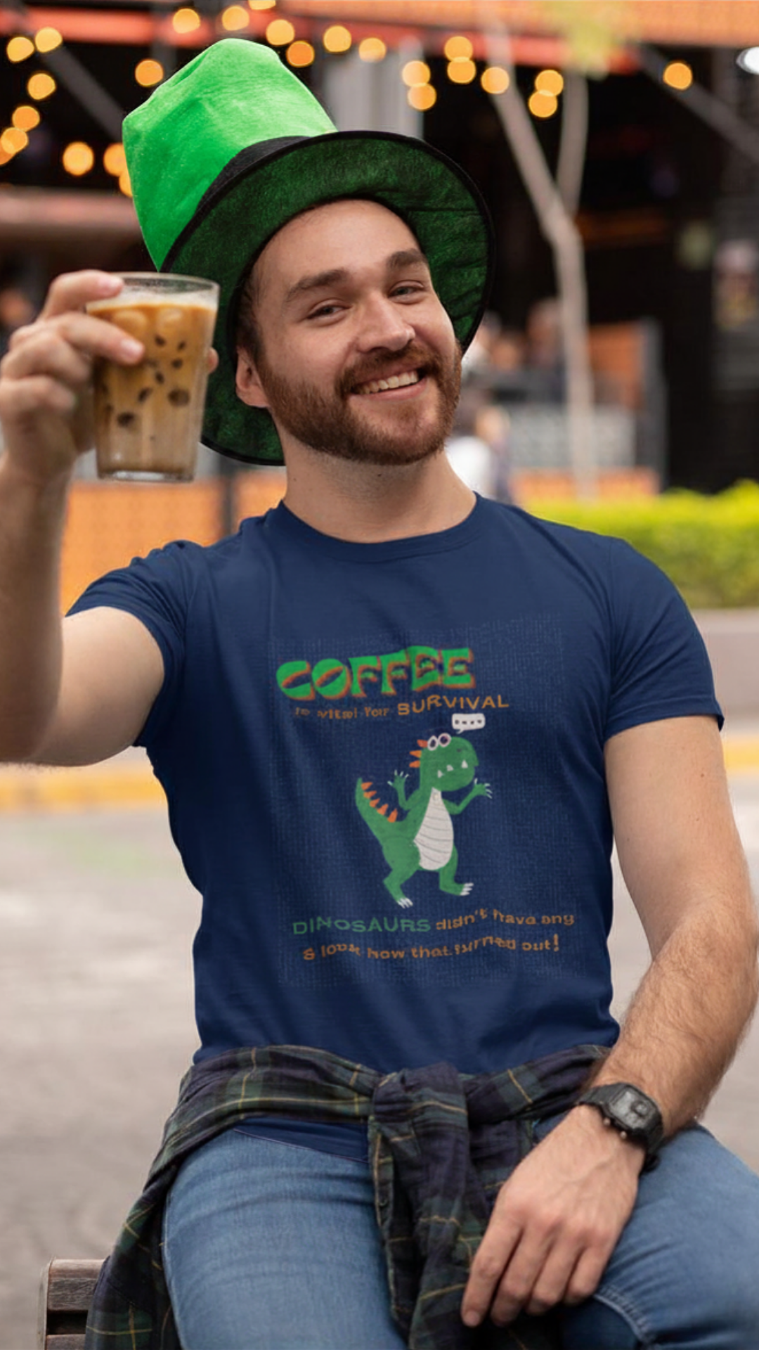 Dino Coffee Tee (Unisex, Cotton)