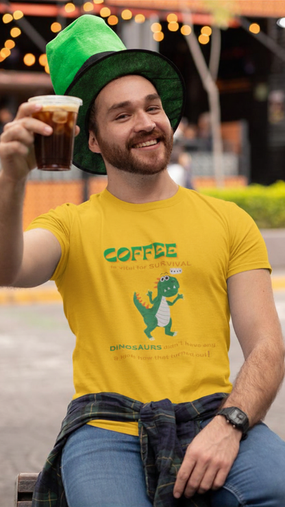 Dino Coffee Tee (Unisex, Cotton)