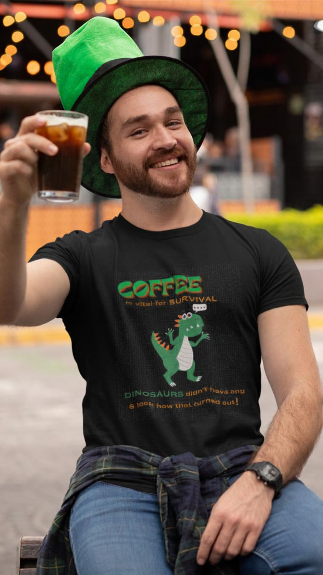 Dino Coffee Tee (Unisex, Cotton)