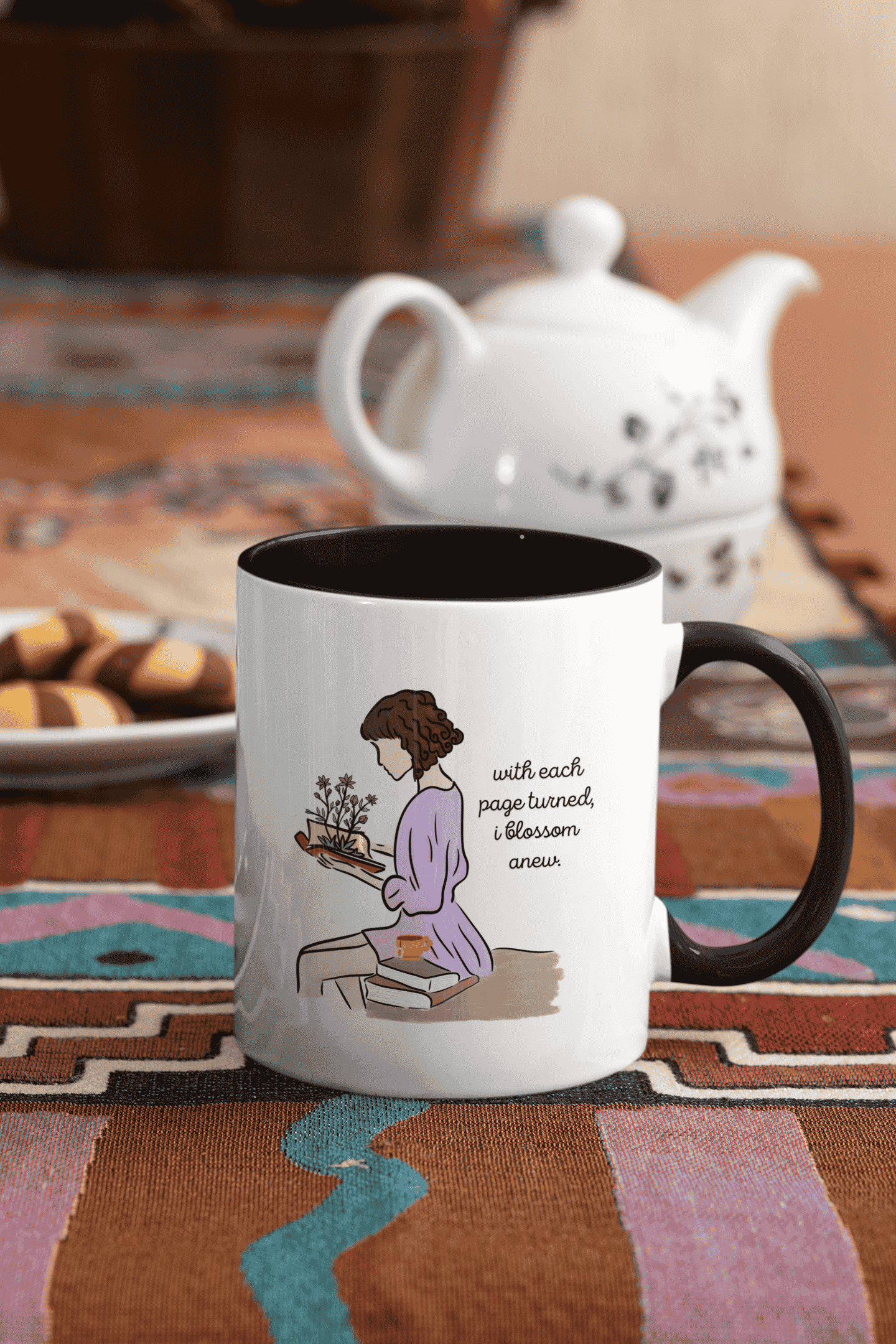 Blossoming with each page I turn : Ceramic Mug (300ml)