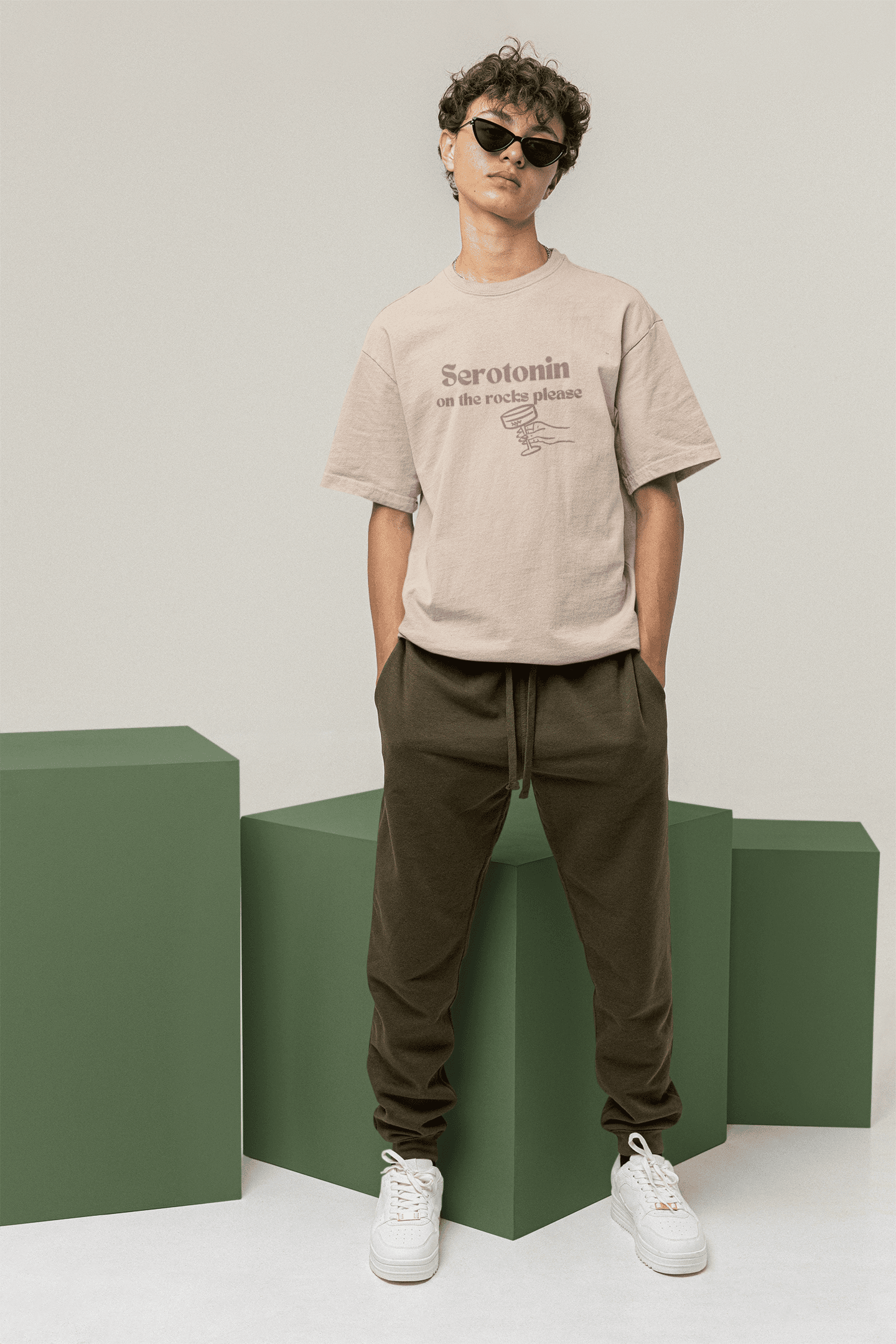 Serotonin, on the rocks please: Oversized Luxe Tee (cotton, unisex)