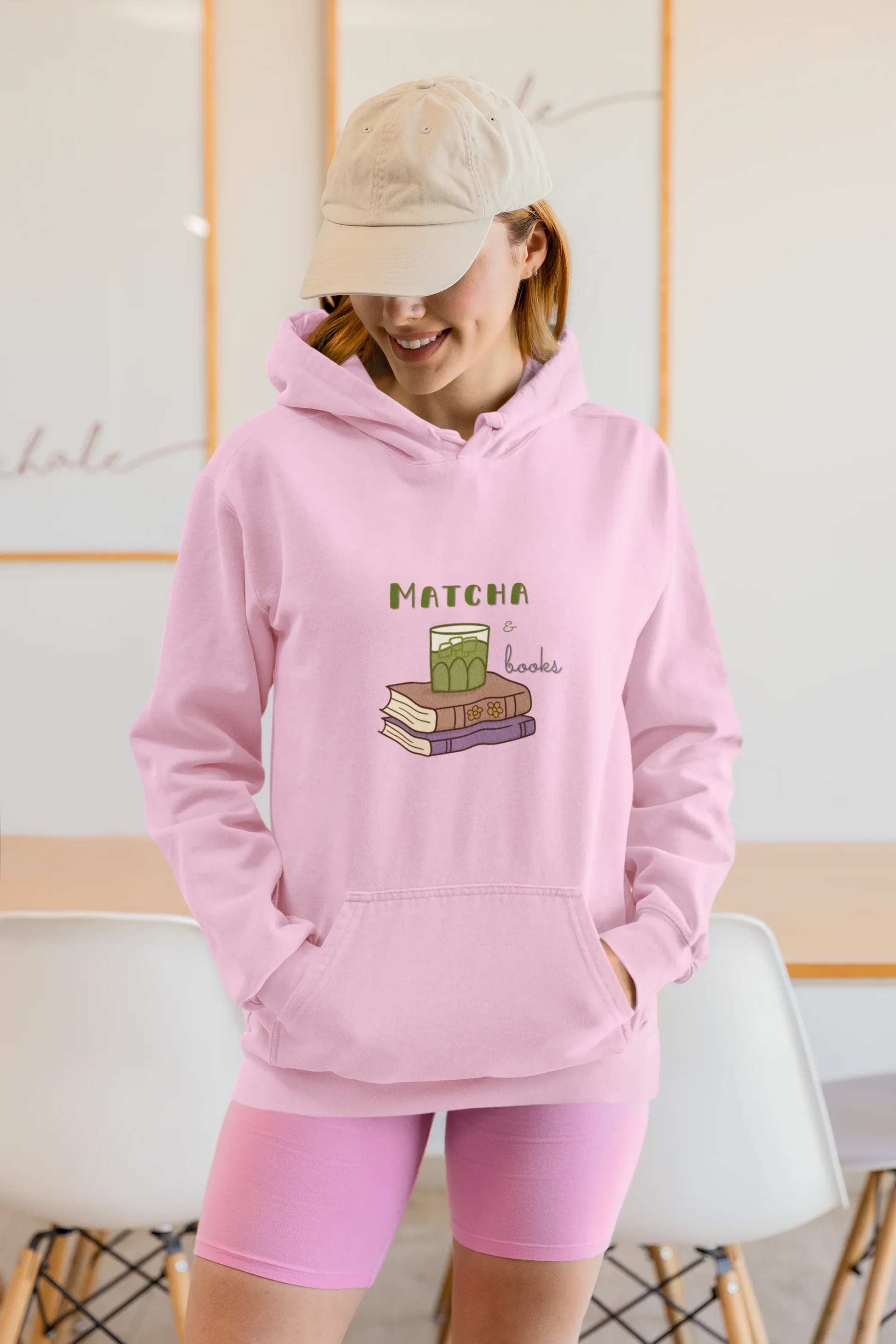 Matcha & Books Hoodie (Unisex, Cotton) - curledeyes