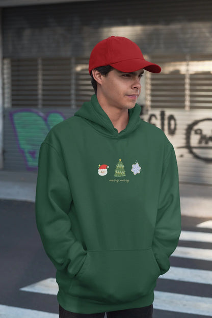 Merry Merry Christmas Hoodie (Unisex, Cotton) - curledeyes