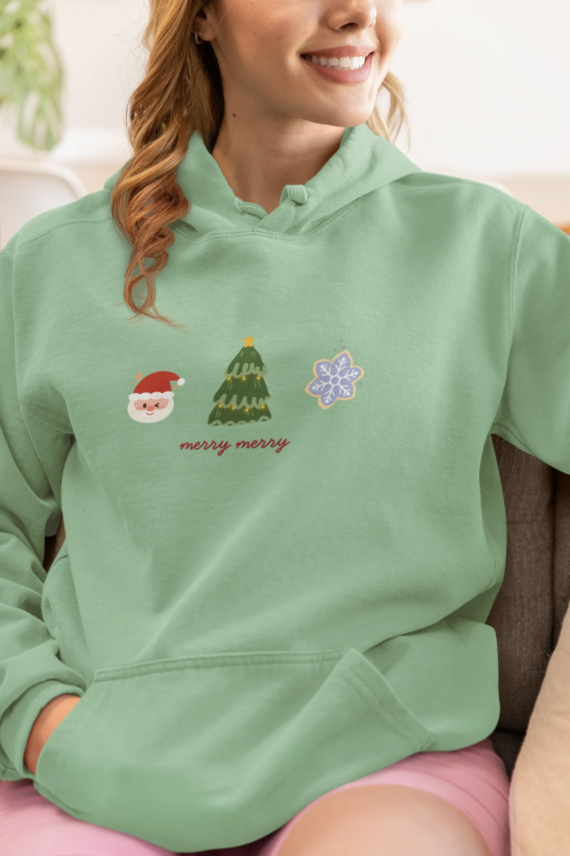 Merry Merry Christmas Hoodie (Unisex, Cotton) - curledeyes