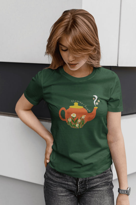 Flower Brew : Round Neck Tee (Woman fit)