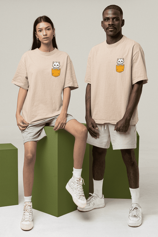 Kitten in a Pocket: Oversized Luxe Tee (personalisation available)