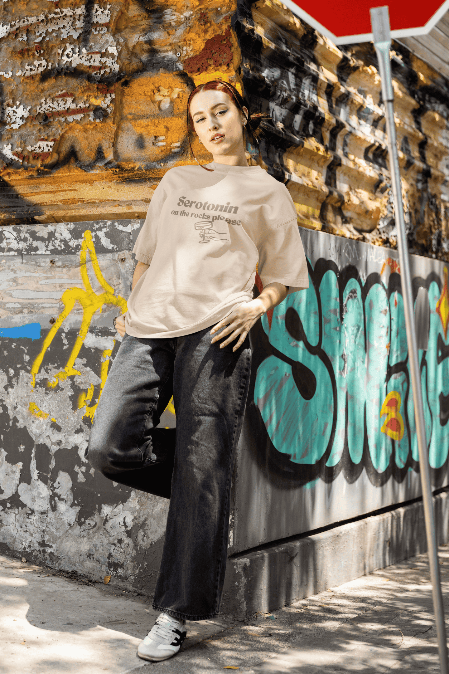 Serotonin, on the rocks please: Oversized Luxe Tee (cotton, unisex)