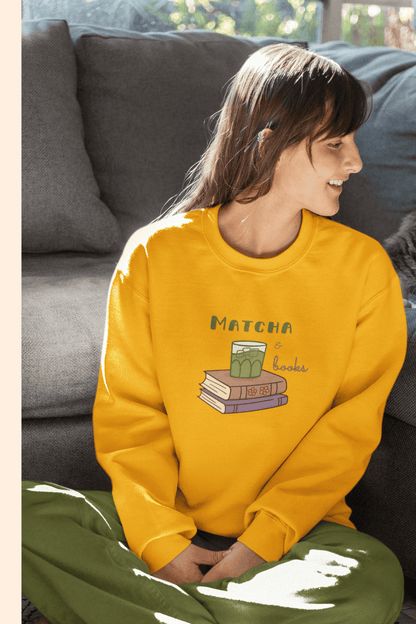 Matcha & Books: Sweatshirt (cotton, unisex)