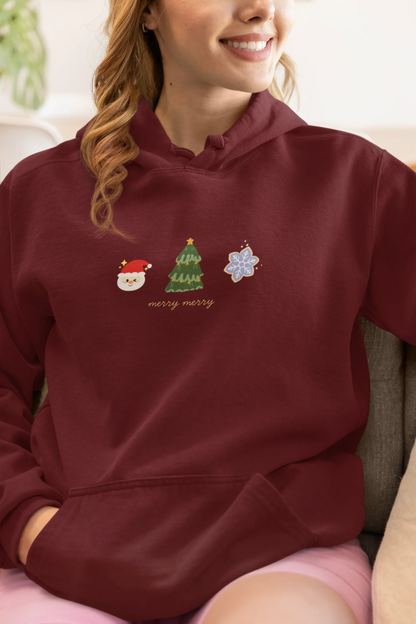 Merry Merry Christmas Hoodie (Unisex, Cotton) - curledeyes