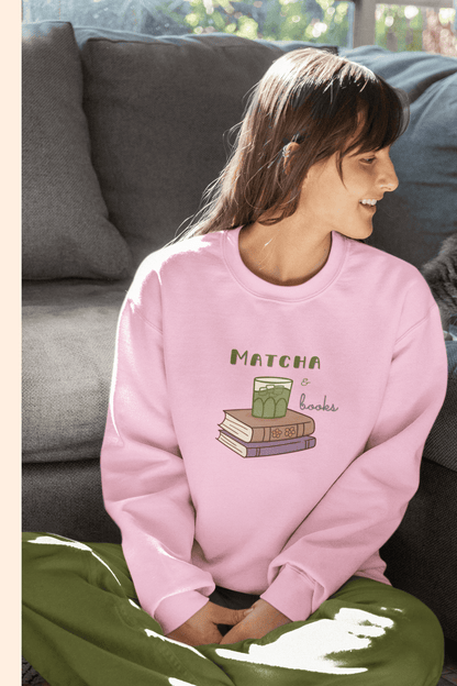 Matcha & Books: Sweatshirt (cotton, unisex)