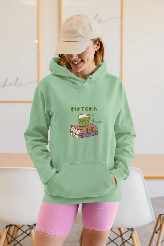 Matcha & Books Hoodie (Unisex, Cotton) - curledeyes