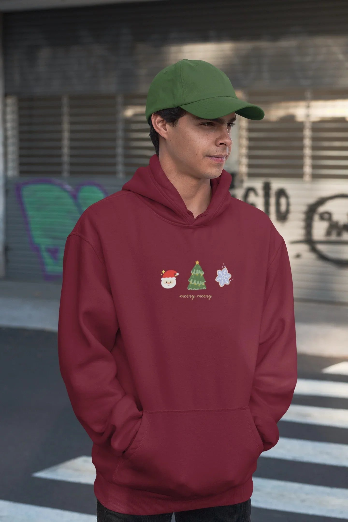 Merry Merry Christmas Hoodie (Unisex, Cotton) - curledeyes