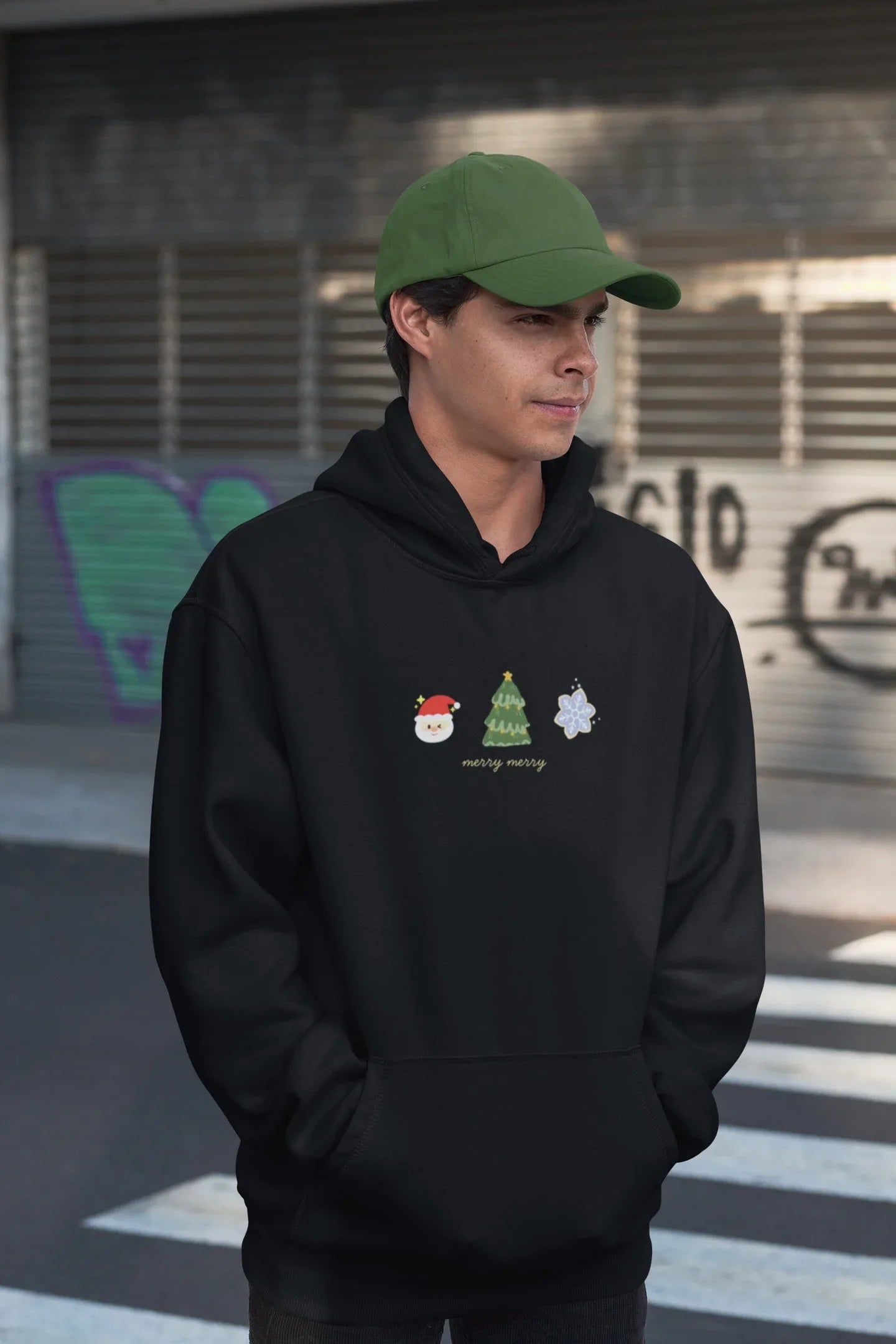 Merry Merry Christmas Hoodie (Unisex, Cotton) - curledeyes