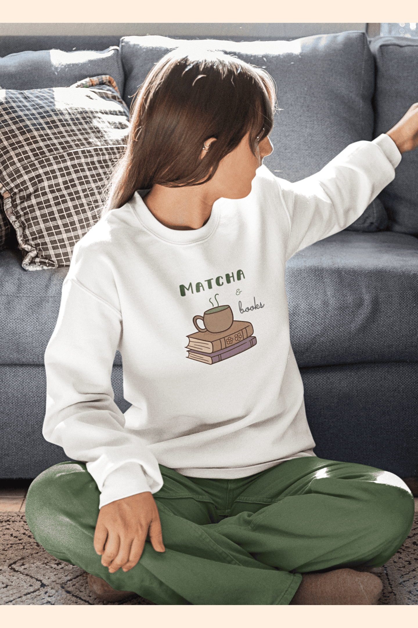 Matcha & Books: Sweatshirt (cotton, unisex)