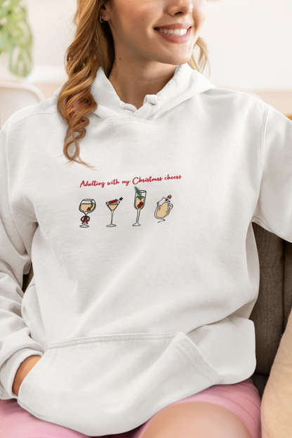 Adulting Christmas Cheers Hoodie (Unisex, Cotton) - curledeyes