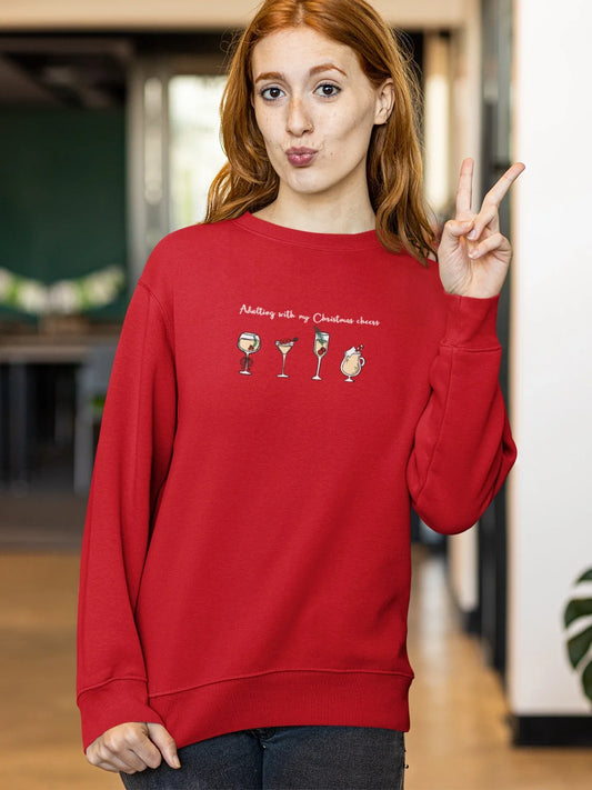 Adulting With Christmas Cheers Christmas Sweatshirt ( Unisex, Cotton) - curledeyes