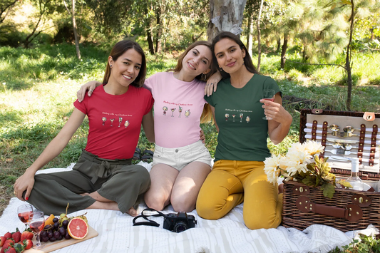 Adulting with Christmas Cheers Christmas Tee (Woman fit, Cotton) - curledeyes