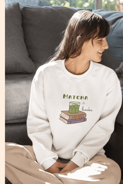 Matcha & Books: Sweatshirt (cotton, unisex)
